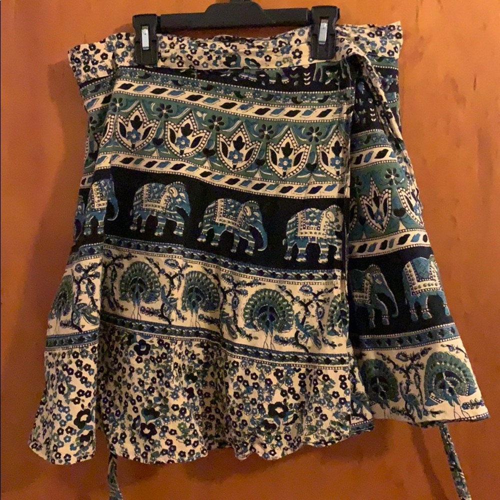 Elephant Patterned Wrap Skirt